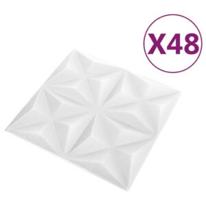 Πάνελ Τοίχου 3D 48 τεμ. Λευκό Origami 50 x 50 εκ. 12 μ²