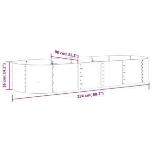 Ζαρντινιέρα Καφέ 224x80x36 εκ. Ατσάλι με Ηλεκτρ. Βαφή Πούδρας