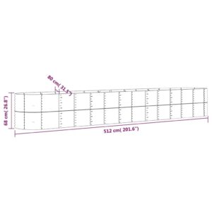 Ζαρντινιέρα Καφέ 512x80x68 εκ. Ατσάλι με Ηλεκτρ. Βαφή Πούδρας