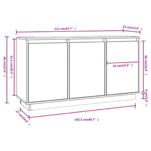 Ντουλάπι 111x34x60 εκ. από Μασίφ Ξύλο Πεύκου