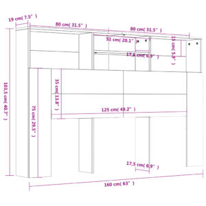 Κεφαλάρι Με Αποθηκευτικό Χώρο Sonoma Δρυς 160 x 19 x 103