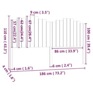 Κεφαλάρι Κρεβατιού Μελί 186 x 4 x 110 εκ. από Μασίφ Ξύλο Πεύκου