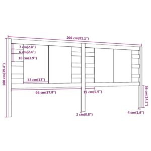 Κεφαλάρι Λευκό 206 x 4 x 100 εκ. Μασίφ Ξύλο Πεύκου