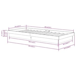 Πλαίσιο Κρεβατιού 90 x 190 εκ. από Μασίφ Ξύλο 3FT Single