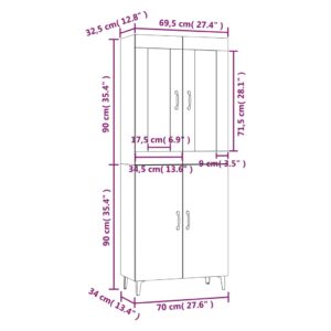 Ντουλάπι Γκρι sonoma 70x34x180 από Επεξεργασμένο Ξύλο