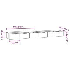 Ντουλάπια Τοίχου 2 τεμ. Γυαλιστ. Λευκό 102x30x20 εκ. Επεξ. Ξύλο