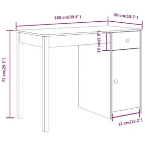 Γραφείο 100 x 50 x 75 εκ. από Μασίφ Ξύλο Πεύκου