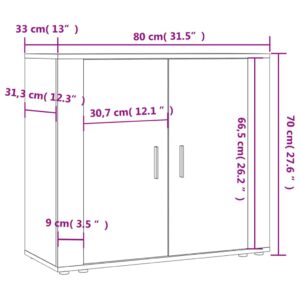 Ντουλάπι Γκρι Sonoma 80x33x70 εκ. από Επεξεργασμένο Ξύλο