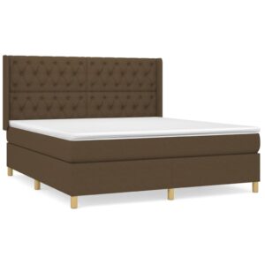 Κρεβάτι Boxspring με Στρώμα Σκούρο Καφέ 160x200 εκ Υφασμάτινο