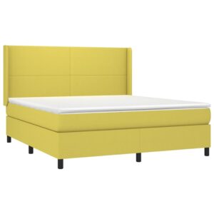 Κρεβάτι Boxspring με Στρώμα & LED Πράσινο 160x200 εκ Υφασμάτινο