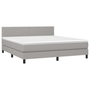 Κρεβάτι Boxspring με Στρώμα & LED Αν.Γκρι 180x200 εκ Υφασμάτινο