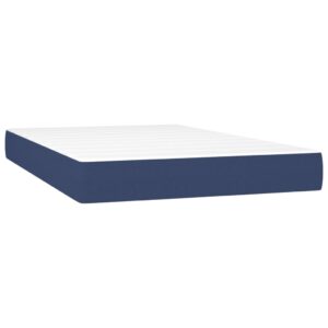 Κρεβάτι Boxspring με Στρώμα & LED Μπλε 120x200 εκ. Υφασμάτινο