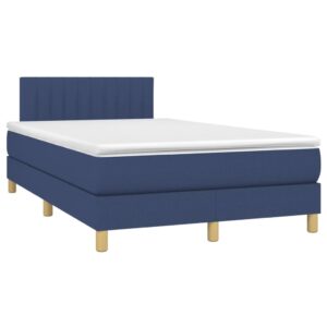 Κρεβάτι Boxspring με Στρώμα & LED Μπλε 120x200 εκ. Υφασμάτινο