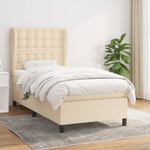 Κρεβάτι Boxspring με Στρώμα Κρεμ 80 x 200 εκ. Υφασμάτινο