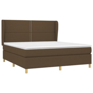 Κρεβάτι Boxspring με Στρώμα Σκούρο Καφέ 160x200 εκ Υφασμάτινο