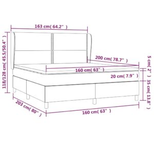 Κρεβάτι Boxspring με Στρώμα Σκούρο Καφέ 160x200 εκ Υφασμάτινο