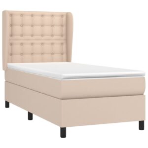 Κρεβάτι Boxspring με Στρώμα Καπουτσίνο 90x200εκ.από Συνθ. Δέρμα