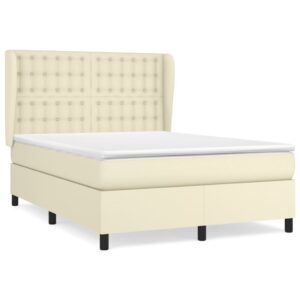 Κρεβάτι Boxspring με Στρώμα Κρεμ 140x190εκ. από Συνθετικό Δέρμα