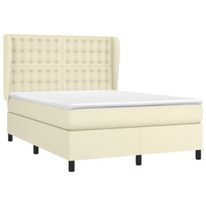 Κρεβάτι Boxspring με Στρώμα Κρεμ 140x190εκ. από Συνθετικό Δέρμα