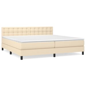 Κρεβάτι Boxspring με Στρώμα Κρεμ 200x200 εκ. Υφασμάτινο