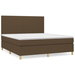 Κρεβάτι Boxspring με Στρώμα Σκούρο Καφέ 160x200 εκ Υφασμάτινο