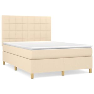 Κρεβάτι Boxspring με Στρώμα Κρεμ 140x200 εκ. Υφασμάτινο