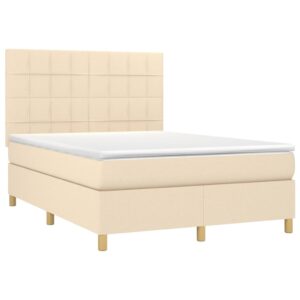 Κρεβάτι Boxspring με Στρώμα Κρεμ 140x200 εκ. Υφασμάτινο