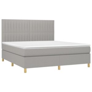 Κρεβάτι Boxspring με Στρώμα Ανοιχτό Γκρι 180x200 εκ. Υφασμάτινο