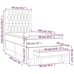 Κρεβάτι Boxspring με Στρώμα Ανοιχτό Πράσινο 90x190εκ Υφασμάτινο