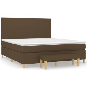 Κρεβάτι Boxspring με Στρώμα Σκούρο Καφέ 160x200 εκ Υφασμάτινο