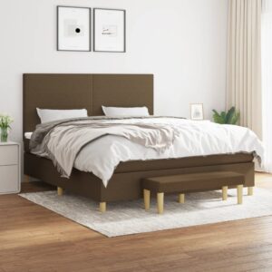 Κρεβάτι Boxspring με Στρώμα Σκούρο Καφέ 160x200 εκ Υφασμάτινο