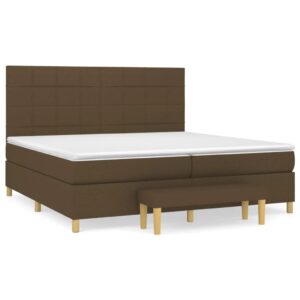 Κρεβάτι Boxspring με Στρώμα Σκούρο Καφέ 200x200 εκ. Υφασμάτινο