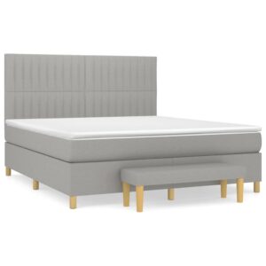 Κρεβάτι Boxspring με Στρώμα Ανοιχτό Γκρι 180x200 εκ. Υφασμάτινο