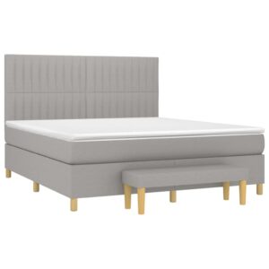 Κρεβάτι Boxspring με Στρώμα Ανοιχτό Γκρι 180x200 εκ. Υφασμάτινο