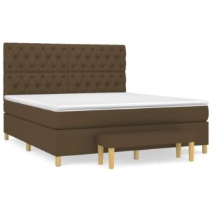 Κρεβάτι Boxspring με Στρώμα Σκούρο Καφέ 160x200 εκ Υφασμάτινο