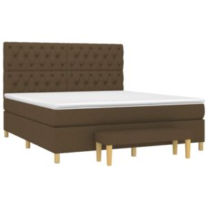 Κρεβάτι Boxspring με Στρώμα Σκούρο Καφέ 160x200 εκ Υφασμάτινο