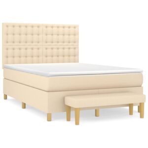 Κρεβάτι Boxspring με Στρώμα Κρεμ 140x200 εκ. Υφασμάτινο