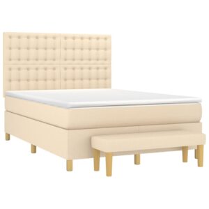 Κρεβάτι Boxspring με Στρώμα Κρεμ 140x200 εκ. Υφασμάτινο