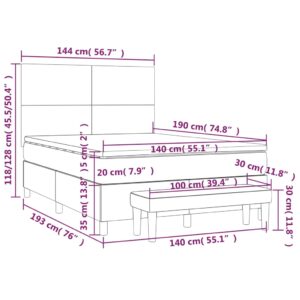 Κρεβάτι Boxspring με Στρώμα Κρεμ 140x190εκ. από Συνθετικό Δέρμα