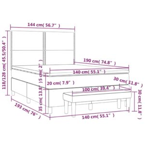 Κρεβάτι Boxspring με Στρώμα Κρεμ 140x190εκ. από Συνθετικό Δέρμα