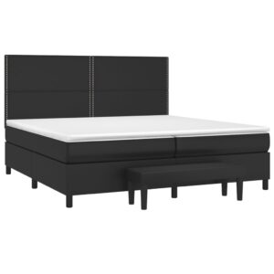 Κρεβάτι Boxspring με Στρώμα Μαύρο 200x200 εκ. Συνθετικό Δέρμα