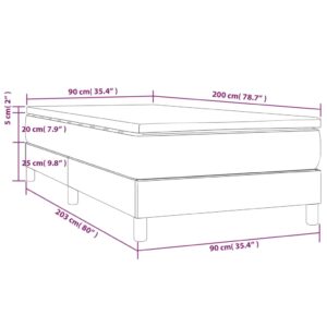 Κρεβάτι Boxspring με Στρώμα Λευκό 90x200εκ. από Συνθετικό Δέρμα