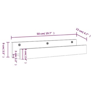 Ράφια Τοίχου 2 τεμ. 50 x 12 x 9 εκ. από Μασίφ Ξύλο Πεύκου