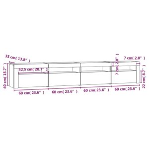 Έπιπλο Τηλεόρασης με LED Καπνιστή Δρυς 240x35x40 εκ.