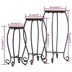 Τραπεζάκια «Μωσαϊκό» 3 τεμ. Τερακότα Κεραμικά
