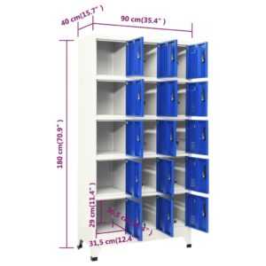 Φοριαμός Γκρι / Μπλε 90 x 40 x 180 εκ. από Ατσάλι