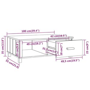 Τραπεζάκι Σαλονιού Αν. Γκρι 100x55x35 εκ από Μασίφ Ξύλο Πεύκου