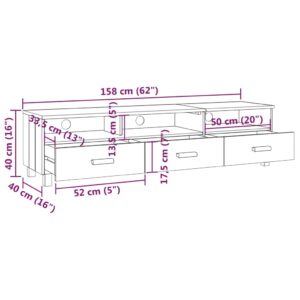 Έπιπλο Τηλεόρασης Σκούρο Γκρι 158 x 40 x 40 εκ. Μασίφ Πεύκο