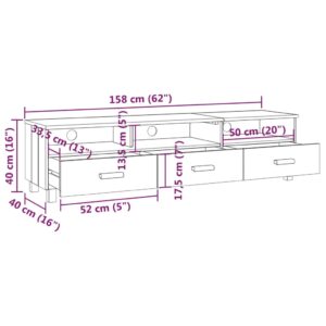 Έπιπλο Τηλεόρασης Ανοιχτό Γκρι 158x40x40 εκ. Μασίφ Ξύλο Πεύκου