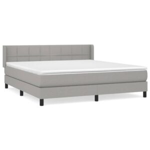 Κρεβάτι Boxspring με Στρώμα Ανοιχτό Γκρι 180x200 εκ. Υφασμάτινο